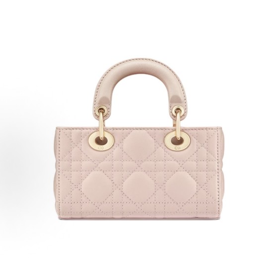 DIOR Lady D-Joy Metal finish Pendant detachable chain single-shoulder crossbody handbag Ultra-mini women\'s carmine pink